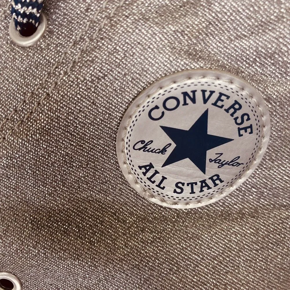 Converse All Star Sneakers Junior 5 Chuck Taylor High Tops Silver Sparkle & Teal